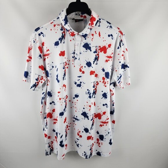 Yatta Golf Shirt Mens XL Multi Paint Splatter S/S Golf Polo - Picture 1 of 8